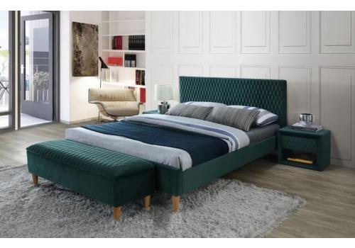 Čalouněná postel AZURRO VELVET 160x200 zelená/dub