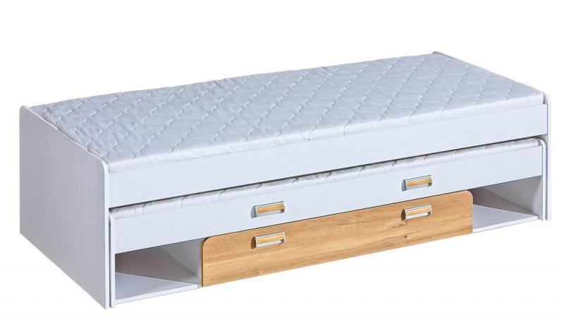 LIMO L16 výsuvná postel s úl. prostorem bílá/dub nash