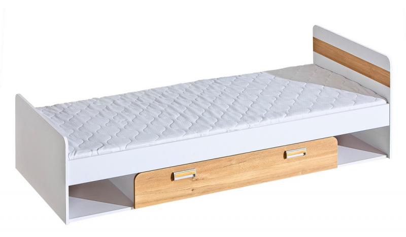 LIMO L13 postel s úložným prostorem bílá/dub nash
