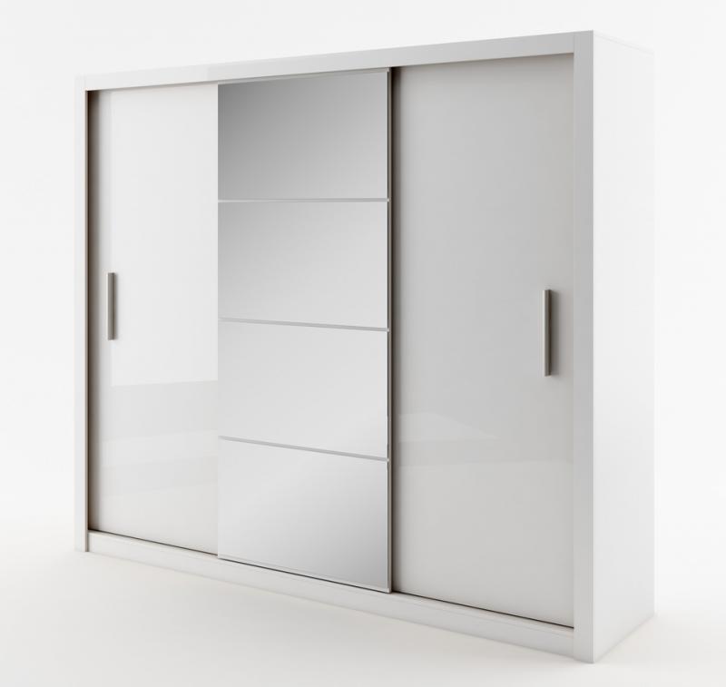Šatní skříň IDEA bílá zrcadlo 250 cm