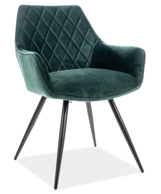 Jídelní čalouněná židle LINEA velvet zelená/černá
