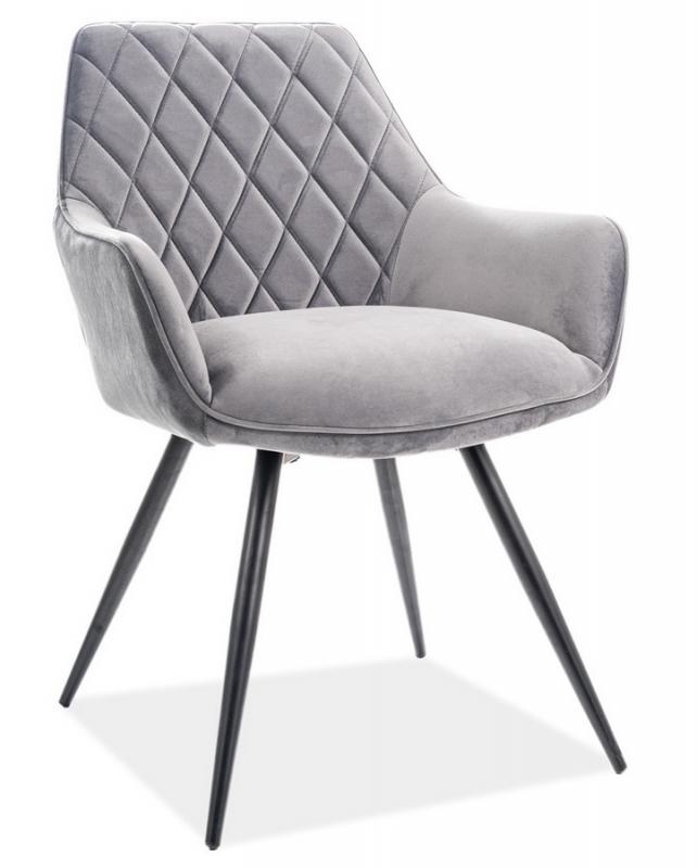 Jídelní čalouněná židle LINEA velvet šedá/černá