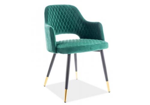 Jídelní čalouněná židle FRANCO velvet zelená/černá/zlatá