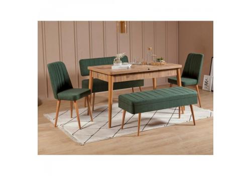 Vina 1070 jídelní set s rozkládacím stolem, borovice Atlantic / zelená