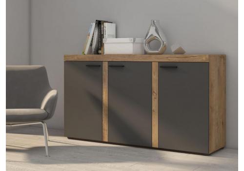 Komoda PUERTO 3D dub lefkas/grafit