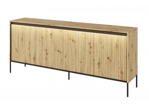 Komoda 4D nizká s LED IPOLIS dub artisan/černá