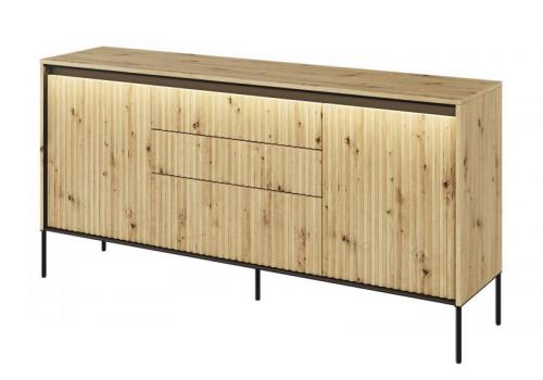 Komoda 2D3S s LED IPOLIS dub artisan/černá