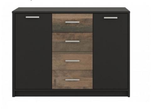 AGADIR kombinovaná komoda, antracit/dub grunge colonial