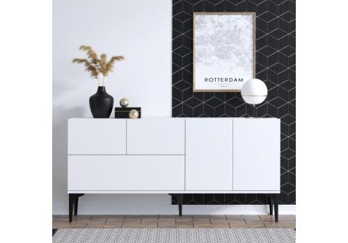 Glise komoda na nožičkách, bílá / černá