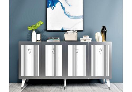 Bare komoda na nožičkách, bílá / stříbrná