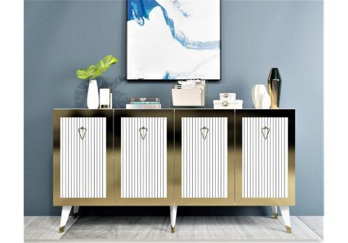 Bare komoda na nožičkách, bílá / zlatá