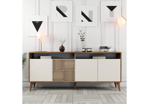 Milan komoda na nožičkách, ořech / krémová