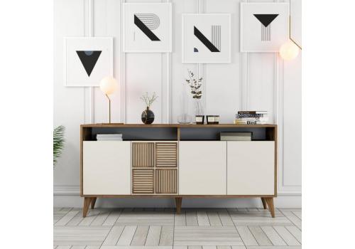 Milan 160 160 komoda na nožičkách, ořech / krémová