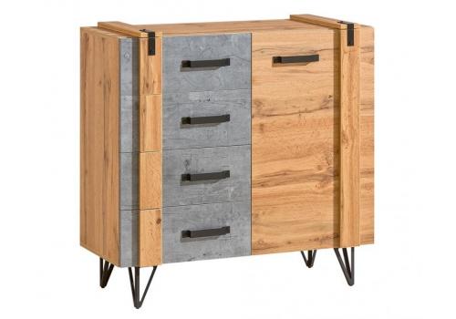 Komoda LODINE 06 1D4S dub wotan/beton