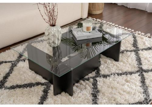Flavio prosklený konferenční stolek, černé dřevo