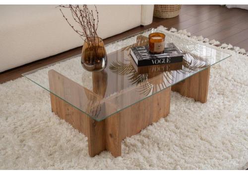Flavio prosklený konferenční stolek, borovice Atlantic