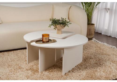 Moira dvoudílný konferenční stolek, bílé dřevo