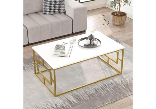 TORMA designový konferenční stolek 12, barva bílý/zlatý