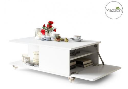 Konferenční stolek VIENNA s ÚP na kolečkách 90x60 cm bílá