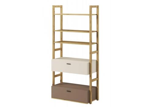 Regál se 2 zásuvkami 85 LIMERA barva dub artisan/béžová/lanýž
