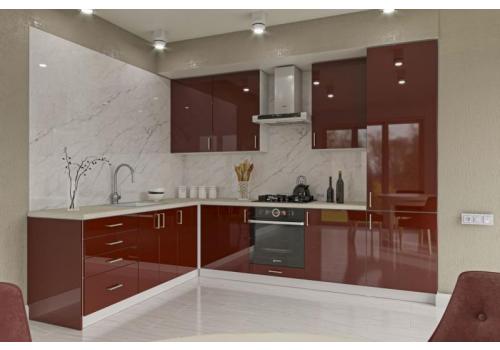 KAISER rohová kuchyňská linka 300, bordo lesk