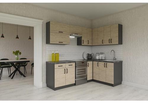 Rohová kuchyňská linka 230x170 HORLY 3 dub přímořský/grafit