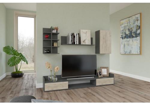 Obývací sestava ENBRUN antracit/dub kraft šedý