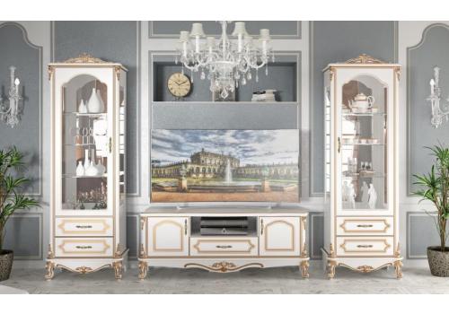 BABYLON luxusní obývací sestava, bílá/zlatá