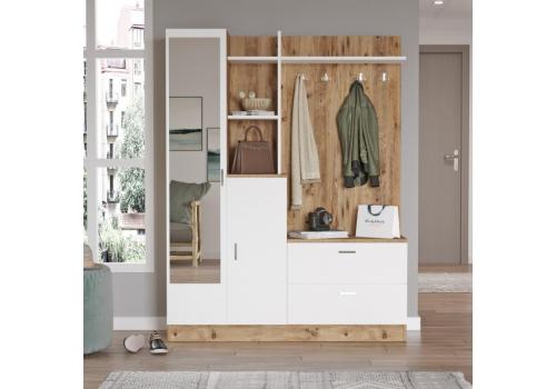 JOPLIN světlá předsíňová sestava, bílá / borovice