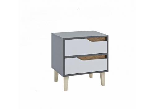 WOOD noční stolek 2S, antracit/bílá/dub Craft zlatý