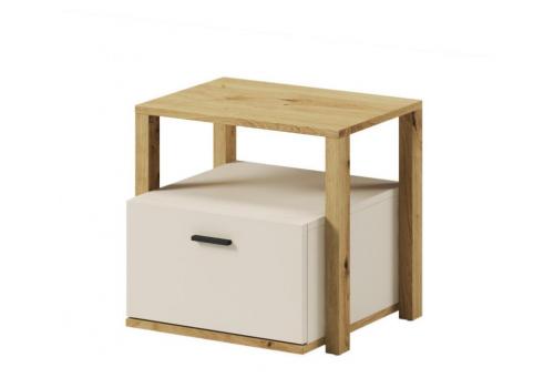 Noční stolek se zásuvkou LIMERA barva dub artisan/béžová