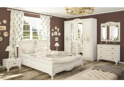 Sestava do ložnice FRANKO bílý mat (postel 160, 2x NS, komoda, skříň, zrcadlo)