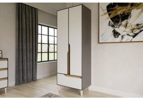 WOOD šatní skříň NO2, antracit/bílá/dub Craft zlatý