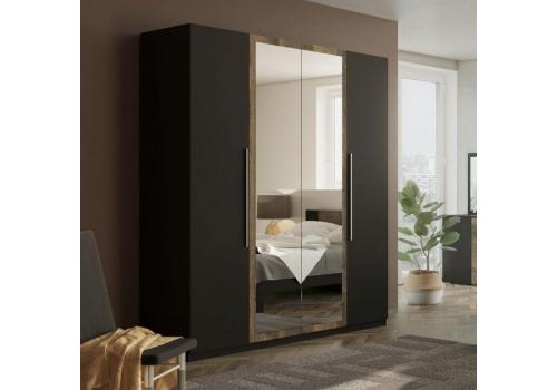 AGADIR šatní skříň 4DZ, antracit/dub grunge colonial