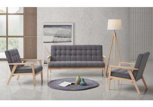 Sedací souprava PETRA 3+1+1 tm. šedá/bílá lazura