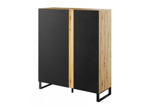Skříňka s LED osvětlením LAKO 06 2D dub evoke/černá