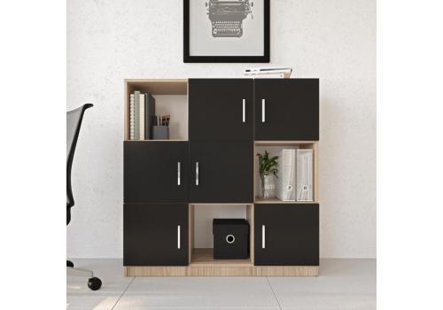 ZYRIE office skříňka, dub/černá
