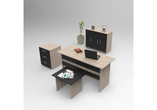 ALATRI kancelářský set se skříňkou, dub/černá