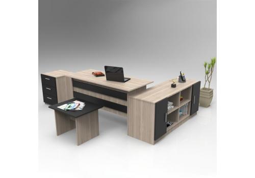 ARLUNO kancelářský set se skříňkou, dub/černá