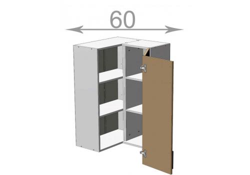 horní vysoká rohová skříňka š.60, v.92, Kaiser BK606092, bílá/kouř mat