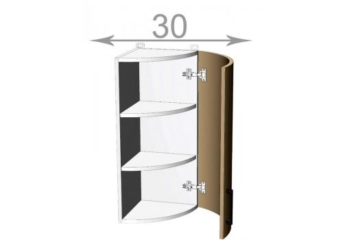 horní rohová skříňka š.30, v.72, Premiere WRF3072, bílá/černý lesk