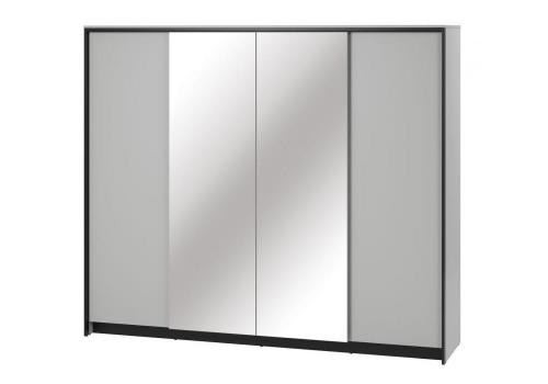 Šatní skříň 4D s LED SAVONA barva šedá/černá