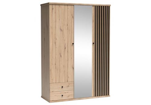 Šatní skříň se zrcadlem 150 BARBUS dub artisan/černá