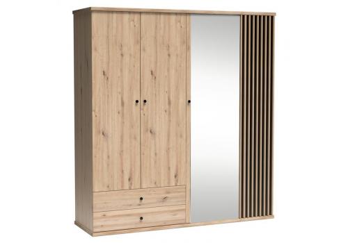 Šatní skříň se zrcadlem 200, barva dub artisan/černá