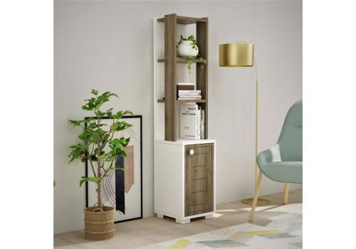 HUNT regál se skříňkou, ořech / bílá