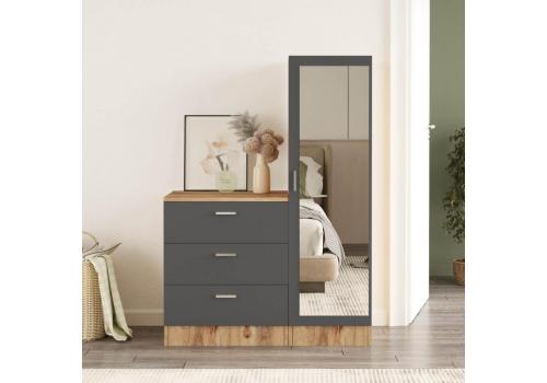 HASKEL moderní předsíňová stěna, barva antracit/borovice