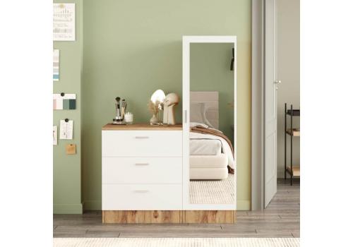 HASKEL moderní předsíňová stěna, barva bílá/borovice