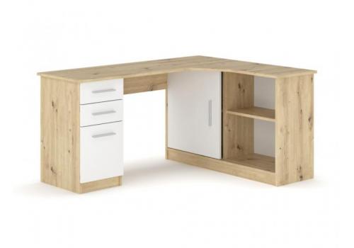 Pracovní stůl rohový BORYT, dub Artisan/bílá