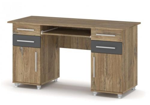 pracovní stůl CRUBE 2, dub Flagstaff/šedá