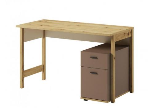 Pracovní stůl 2 zásuvkami LIMERA barva dub artisan/béžová/lanýž